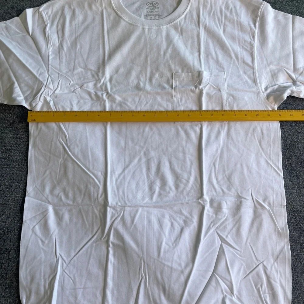 Athletic Works Mens White Short Sleeve Pocket T-Shirt 100% Cotton Size L 42-44 - Picture 4 of 6